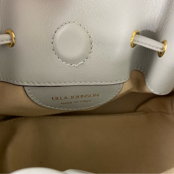 Ulla Johnson Remy Mini Leather Crossbody Clutch Purse Bag Grey Drawstring - Picture 9 of 16